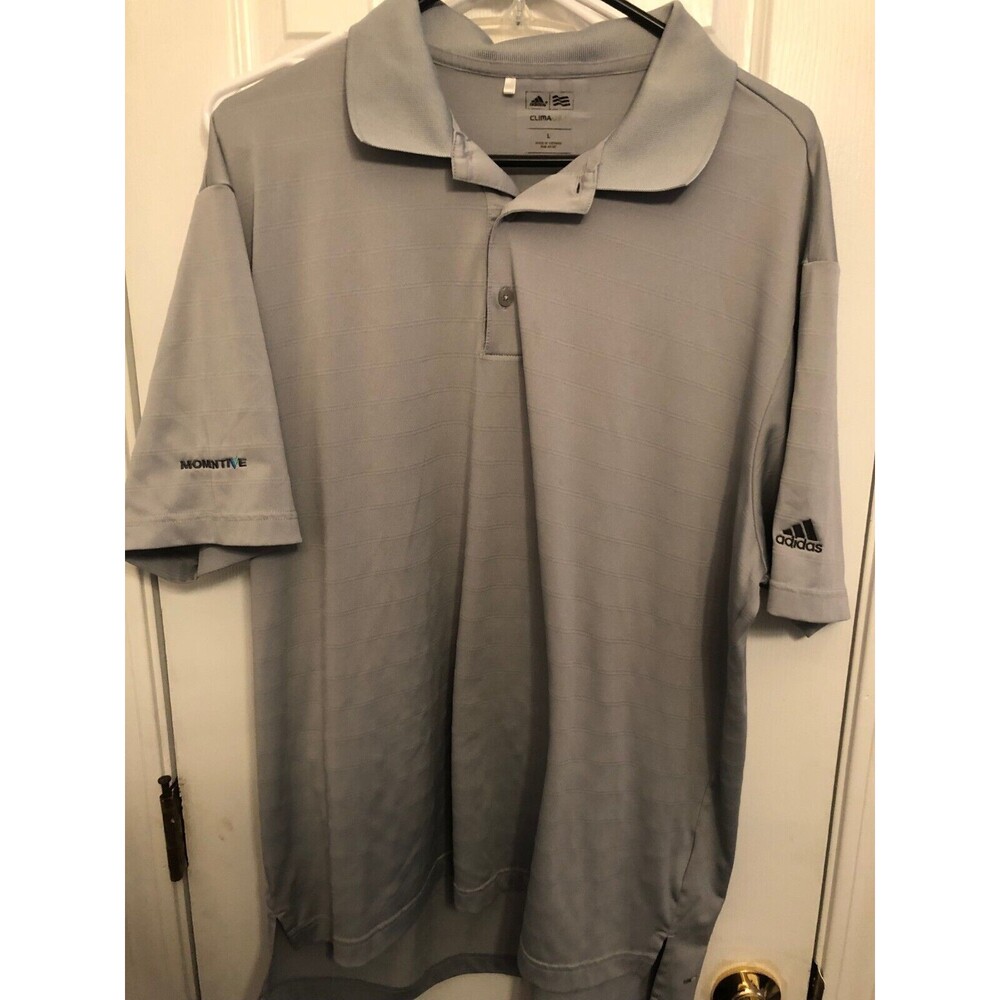 Adidas Climalite Golf Shirt Men's Large Grey Polo Polyester Collar